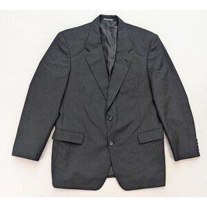 Kilburne and Finch Men's Blazer Jacket Sport Coat Size 44L Black Pinstripe